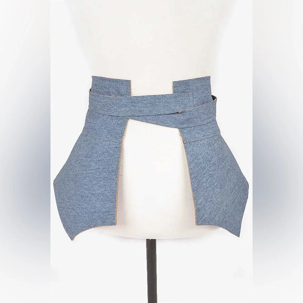 Denim Wrap Skirt Statement Belt - Picture 3 of 5